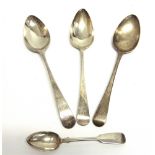 AN EXETER SILVER GEORGE III OLD ENGLISH PATTERN TABLESPOON by William Pearce, 1794; another by