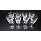 A SET OF EIGHT WATERFORD 'ASHLING' PATTERN GLASSES 14cm high