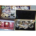 A LARGE QUANTITY OF COSTUME JEWELLERY housed in various cases