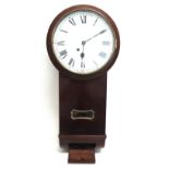 A MAHOGANY CASED DROP DIAL WALL CLOCK with fusee movement