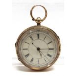 H. BERNSTEIN, MANCHESTER an 18 carat gold open faced pocketwatch with stopwatch action, the white