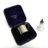 A LATE VICTORIAN SILVER MUSTARD POT by H. Atkin, Sheffield 1890, of drum shape, with glass liner and