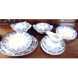 A COLLECTION OF VICTORIAN TRANSFER PRINTED DINNERWARE including pair of lidded tureens, plates,