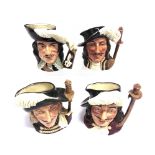 A SET OF FOUR ROYAL DOULTON BOXED CHARACTER JUGS: D6691 'D'Artagnan', D6439 'Athos', D6440 'Porthos'