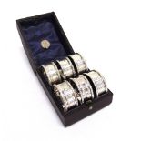A CASED SET OF SIX ELECTROPLATED NAPKIN RINGS circa 1900