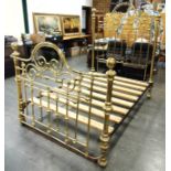 A LARGE VICTORIAN BRASS DOUBLE BEDSTEAD 130cm wide