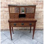 A 19TH CENTURY CONTINENTAL WALNUT BONHEUR DU JOUR with parquetry decoration, the upper section