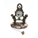 A FRENCH FIGURAL MANTLE CLOCK the 9-day movement striking on a bell, stamped 'MOUGIN', supported