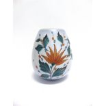 A GOUDA VASE WITH PAINTED FLORAL DECORATION inscribed to base '1043 FLORA GOUDA HOLLAND DAISY,