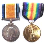 A GREAT WAR PAIR OF MEDALS TO PRIVATE T. JONES, YORK & LANCASTER REGIMENT comprising the British War