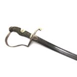 A GERMAN CAVALRY OFFICER'S SWORD the 84.5cm curved blade with etched decoration, the ricasso