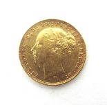 GREAT BRITAIN - VICTORIA, SOVEREIGN, 1879 Melbourne mint, young head.