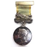 A CRIMEA MEDAL unnamed, with single clasp 'Sebastopol', brooch-mounted for wearing.