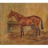 MARY BURTON a bay horse in a stable, oil on canvas, signed and dated 1943, 34.5 x 39.5cm