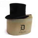 A GENT'S BLACK SILK TOP HAT by Battersby & Co, London, size 61/4, with an oval 'Dunn & Co',