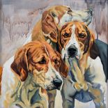 DEBBIE HARRIS 'Pyramid', study of three hounds, acrylic, signed with initials and date, 2006, 69 x