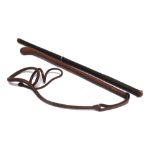 A LEATHER COVERED RIDING WHIP with plaited leash and a leather covered riding cane (2)