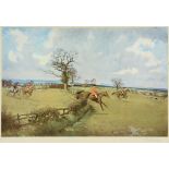 AFTER LIONEL EDWARDS The Cheshire Hunt - Full Cry, colour print, signed on the mount, 27 x 39cm