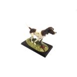 A ROYAL DOULTON FIGURE OF A POINTER No. RDA 15, gun dog collection, on a rectangular plinth stand,