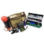 FISHING ACCESSORIES including a holdall containing various Floats, Fly Leaders, Line, ''John