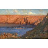 W.P. DICKSON (EARLY 20TH CENTURY) A sunlit coastal bay, oil on canvas, signed lower right, 45cm x