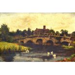 BRITISH SCHOOL (LATE 19TH CENTURY) A river bridge; and a variant view of the same, a pair, oil on