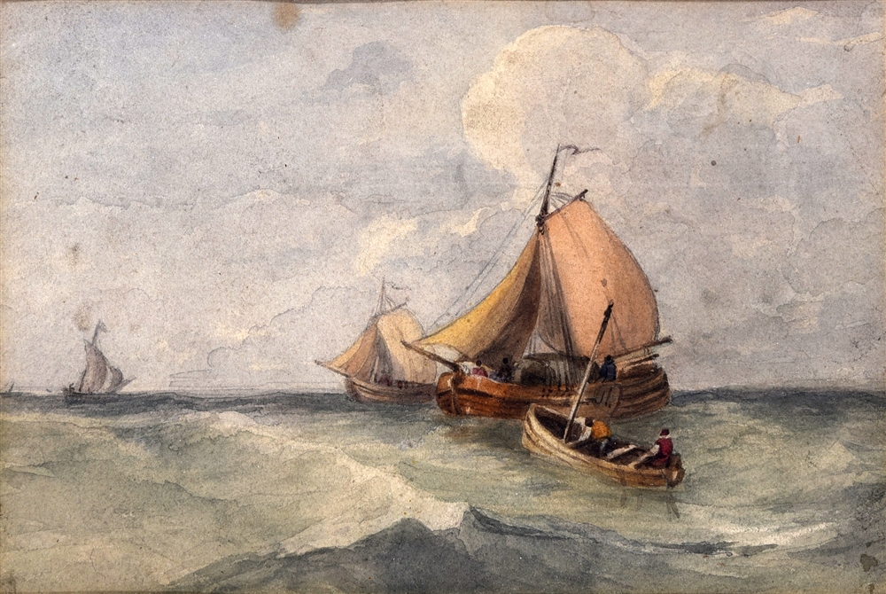 E.C. SMITH (BRITISH, MID 19TH CENTURY) Sailing boats on a rolling sea, watercolour, unsigned, with