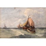 E.C. SMITH (BRITISH, MID 19TH CENTURY) Sailing boats on a rolling sea, watercolour, unsigned, with