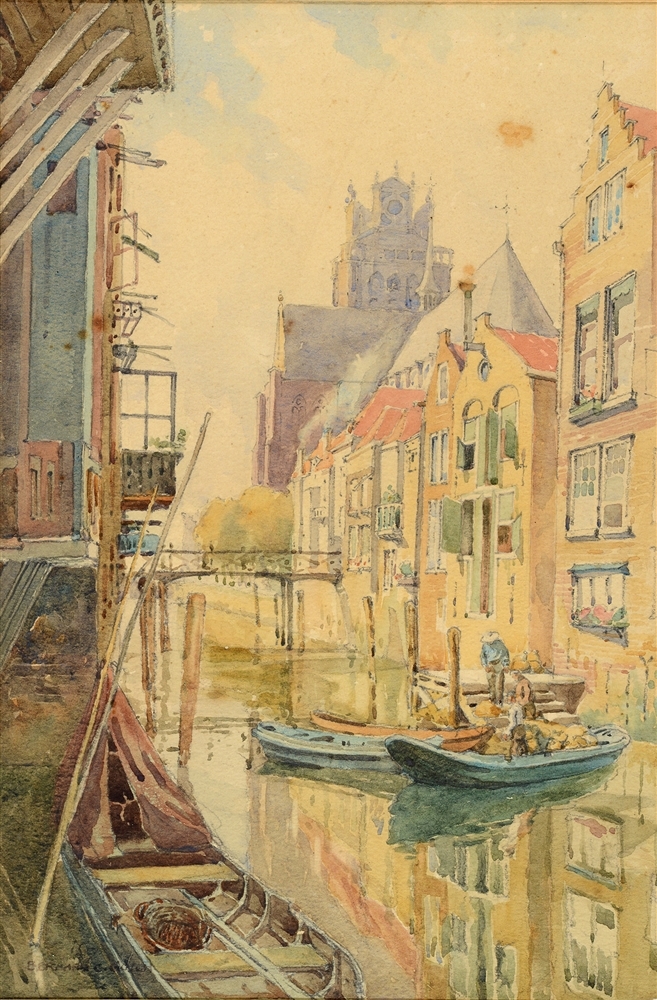 BERNARD CECIL GOTCH (BRITISH, 1876-1963) 'Dordrecht' watercolour, signed lower left, titled in