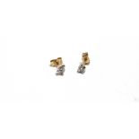 A PAIR OF HEART SHAPED SINGLE STONE DIAMOND EARSTUDS in 9 carat gold, diamonds approximately 0.