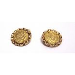 A PAIR OF TURKISH GOLD COIN SET CUFFLINKS 11.3g, cased