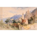 EDWARD RICHARDSON (BRITISH, 1810-1874) 'Village of Welmish, Rhine', watercolour heightened with