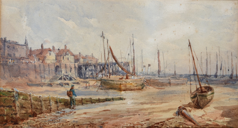 J.C. HALL (BRITISH, LATE 19TH CENTURY) 'Folkestone', watercolour, signed, titled and dated '[18]