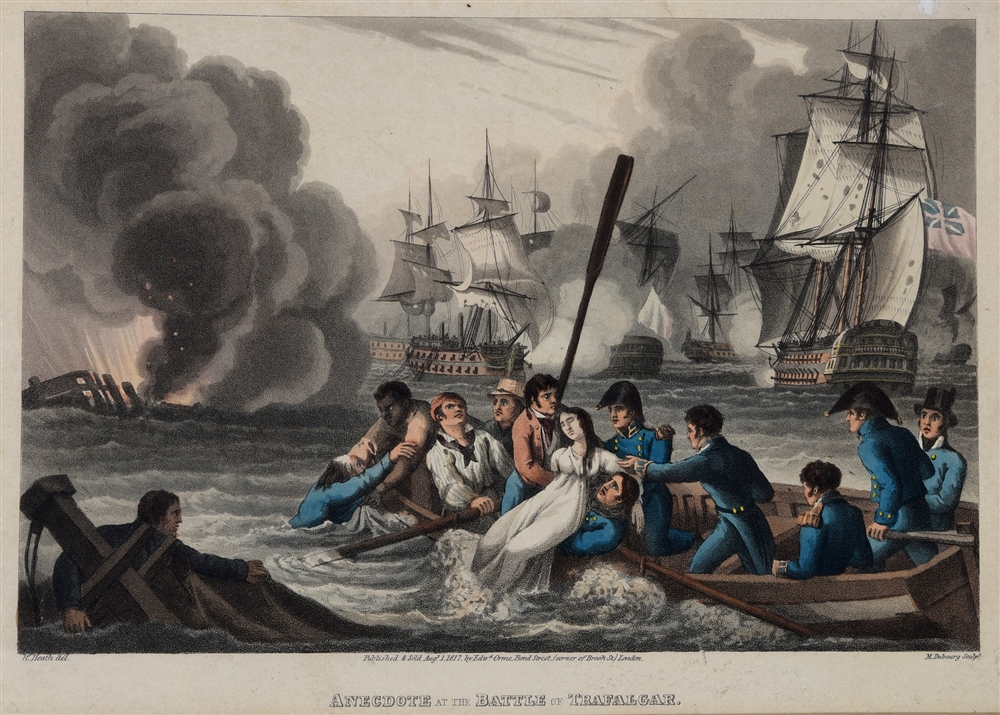 M. DUBOURG AFTER WILLIAM HEATH 'Anecdote at the Battle of Trafalgar', hand-coloured print, published