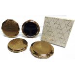 A COLLECTION OF FOUR STRATTON POWDER COMPACTS one in original card box, all with slip cases