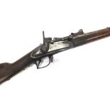 A DUTCH 1867 MODEL SNIDER PERCUSSION RIFLE by Stevens, the walnut stock with a steel lockplate
