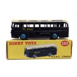 A DINKY NO.283, B.O.A.C. COACH dark blue with a white roof and mid blue ridged hubs, near mint,
