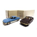 [WHITE METAL]. TWO 1/43 SCALE GRAND PRIX MODELS CARS comprising a Lotus Elan Sprint, pale blue