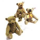 FOUR STEIFF COLLECTOR'S TEDDY BEARS the largest 29cm high, all unboxed.