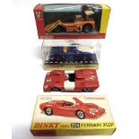 THREE DIECAST MODEL RACING CARS comprising a Dinky No.216, Dino Ferrari, metallic blue with a