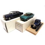 [WHITE METAL]. THREE 1/43 SCALE MODEL CARS comprising a Replicars No.103, Rolls-Royce Camargue,