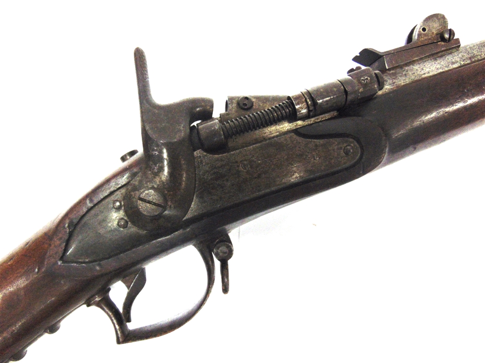 A DUTCH 1867 MODEL SNIDER PERCUSSION RIFLE by Stevens, the walnut stock with a steel lockplate - Image 2 of 5