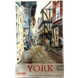A BRITISH RAILWAYS (NORTH EASTERN REGION) POSTER, 'YORK' depicting The Shambles, after Alan Carr
