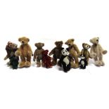 ELEVEN COLLECTOR'S MINIATURE TEDDY BEARS most by Hermann, the largest 9cm high, all unboxed.