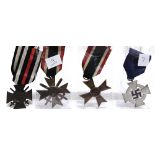 A SECOND WORLD WAR GERMAN THIRD REICH GROUP OF FOUR MEDALS comprising a Hindenberg Cross, with
