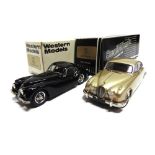 [WHITE METAL]. TWO 1/43 SCALE WESTERN MODELS CARS comprising a No.WMS45, 1951 Jaguar XK120 Fixed