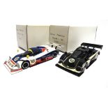 [WHITE METAL]. TWO 1/43 SCALE WESTERN MODELS CARS comprising an Aston Martin Group C Car, dark