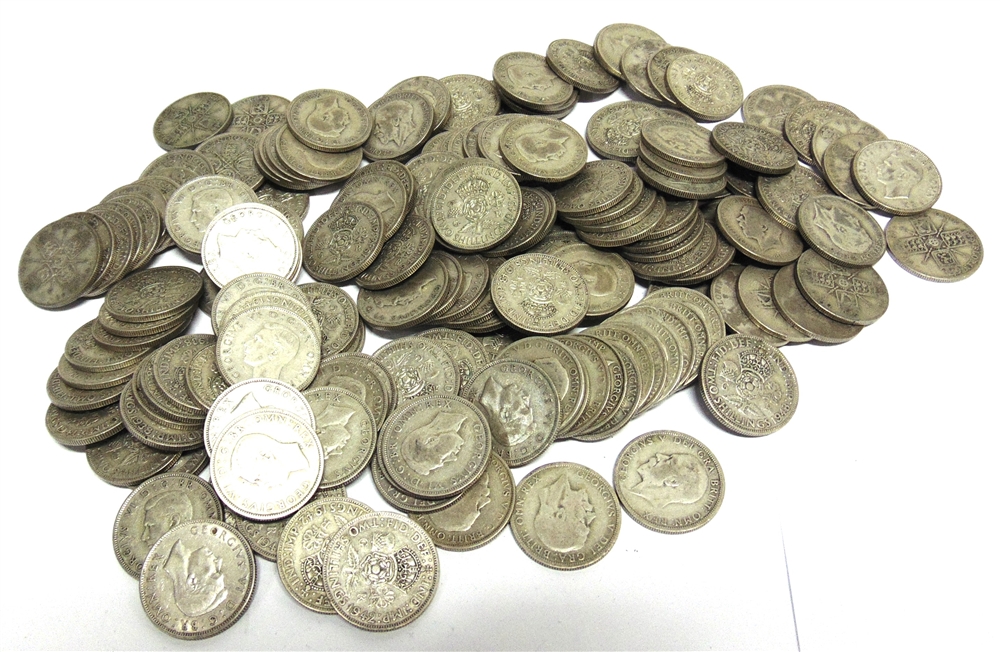 GREAT BRITAIN - ASSORTED SILVER FLORINS circa 1920-46, (approximately 1758g).