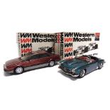 [WHITE METAL]. TWO 1/24 SCALE WESTERN MODELS CARS comprising a Mercedes-Benz 220SL, metallic blue-