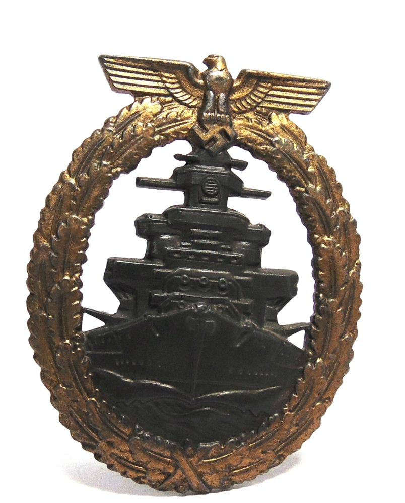 A GERMAN THIRD REICH KRIEGSMARINE HIGH SEAS FLEET BADGE by FO Friedrich Orth of Vienna, gilt washed,